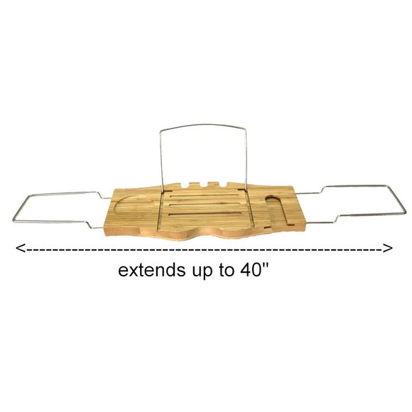 Bamboo Extendable Bathtub Caddy - Bath Tray *NEW* - Picture 3 of 11
